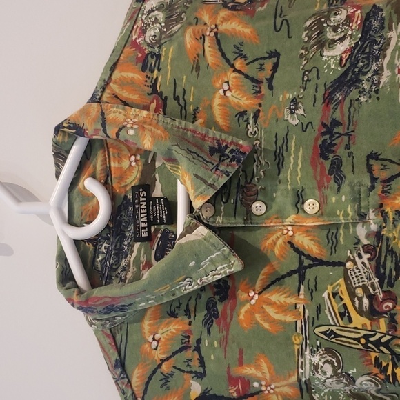 Northern Elements Shirt Men's Large Green Antique Cars Palm Trees - Picture 3 of 11